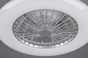 Witte plafondventilator met metalen rooster en verlichting