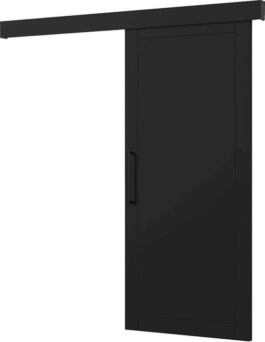 Schuifdeursysteem met rail, Schuifmechanisme, Moderne design, 90x204x8 cm - Schuifdeur CHARMS - Zwart met Soft-Close system