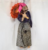 ZoeZo Design - Grote Oosterse Marionet - afkomstig uit Myanmar-Burma - handgemaakt - bewegende ogen en mond - lengte zonder touwtjes 55 cm