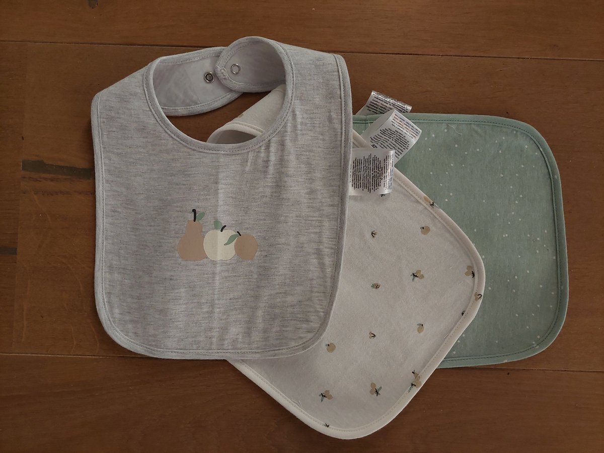 Goedkoopste Baby slabbetjes van biologisch katoen met PEVA achterkant, unisex, set van 3 stuks