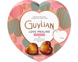 Guylian chocolade Love Praliné Hearts in hartdoos - chocolade hartjes pralines met hazelnootvulling - valentijnscadeau - 105g