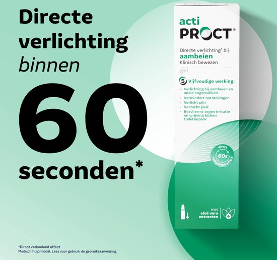 Actiproct Gel Tube 30 g - Aambeienzalf met direct verkoelend effect, Snelle verlichting bij aambeien (inwendig en uitwendig), Voor Anale verzorging, Vermindert jeuk en Verlicht irritatie, incl. applicator