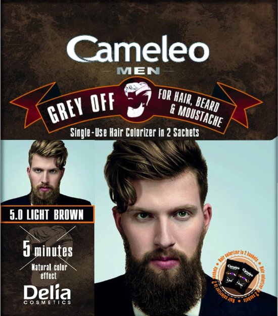 Cameleo men – snor en baardverf – Midden Bruin – 2x15ml