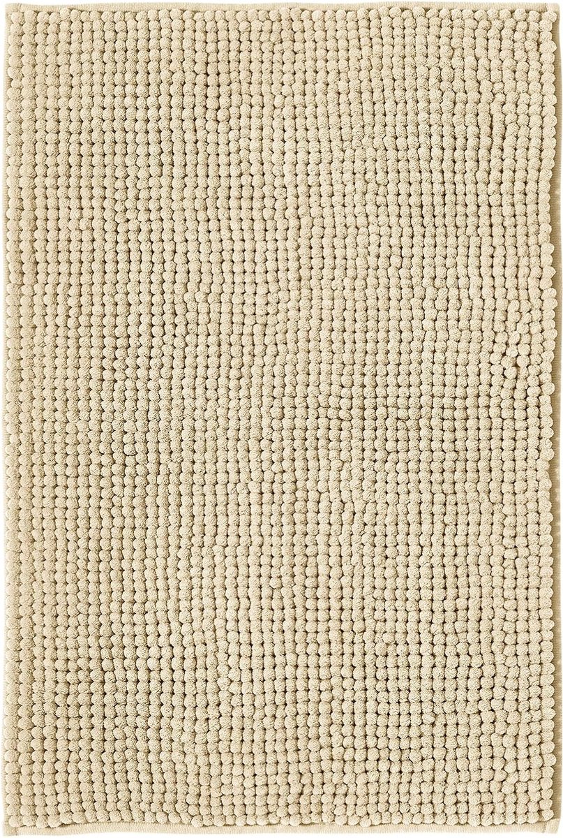 Badmat Chenille - Zachte Vloermat - Badkamer Comfort - Machine Wasbaar - 50x80 cm - Beige