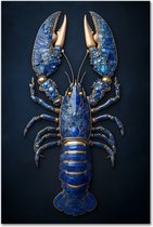 Graphic Message - Schilderij op Canvas - Edelsteen Kreeft - Blauw - Delfts blauw - Kobalt - Kobaltblauw - Restaurant - Hotel Chique - Donkerblauw - Krab - Lobster - Kunst - Krasvast - Zee