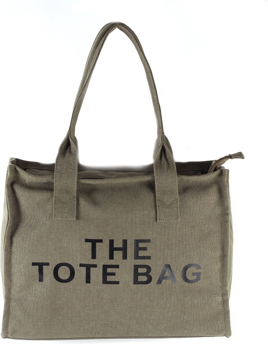 Giuliano canvas shopper 'The Tote Bag' - Groen - Dames - Ruim