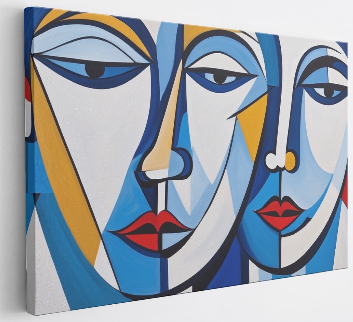 Saammp Canvas Schilderij - 2 gezichten - Neutraal - Abstract - 45x30 - Foto op canvas - Wanddecoratie - Muurdecoratie Woonkamer - Slaapkamer decoratie - Canvas Print Multicolor