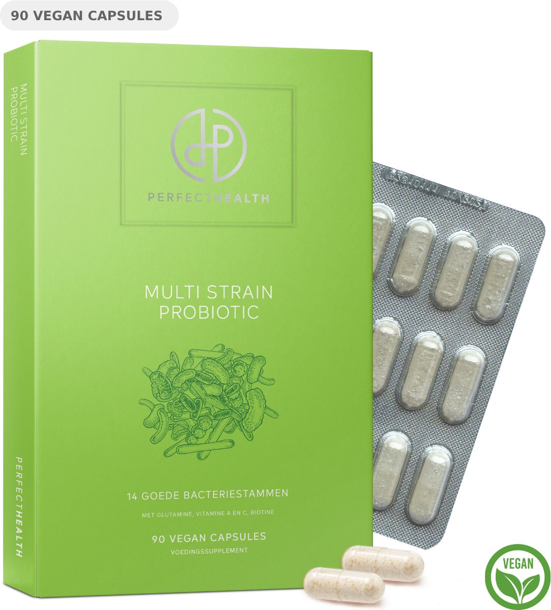 Goedkoopste Perfect Health - Probiotica Darmflora - Goed voor Stoelgang, Spijsvertering en Immuunsysteem - Capsules Lactobacillus en Lactospore - Darmwand Supplement - Vegan - 90 Stuks