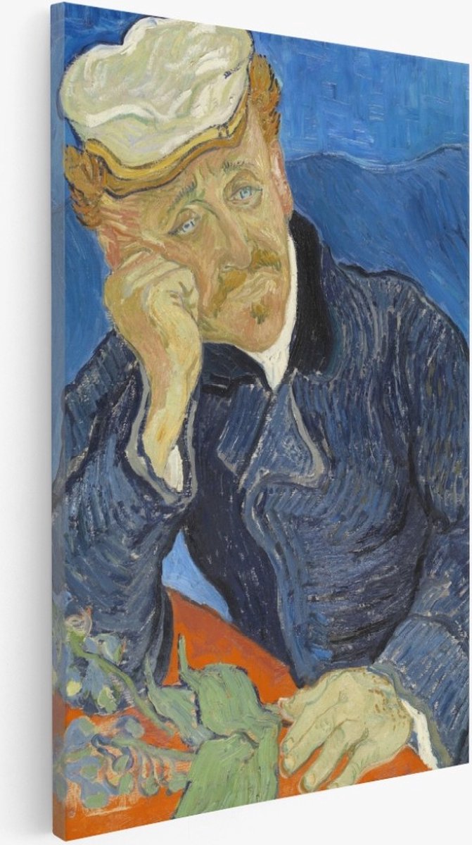 Saammp Canvas Schilderij - Vincent Van Gogh - Portret van Dr. Gachet - Abstract - Kunst- 30x45 - Foto op canvas - Wanddecoratie - Muurdecoratie Woonkamer - Slaapkamer decoratie - Canvas Print Multicolor