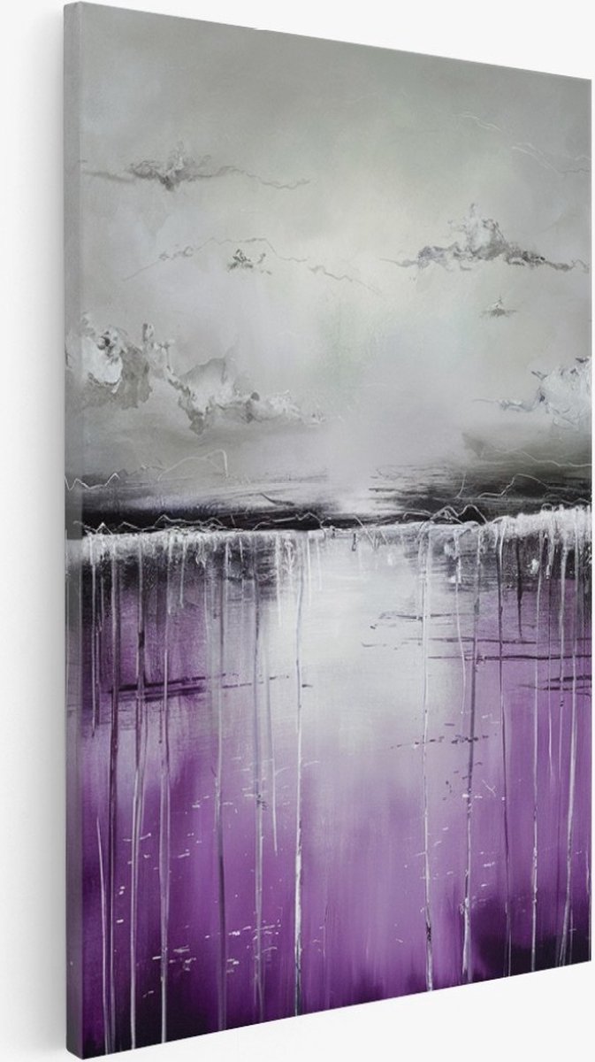 Saammp Canvas Schilderij - Landschap - Zwart - Abstract - 50x70 - Foto op canvas - Wanddecoratie - Muurdecoratie Woonkamer - Slaapkamer decoratie - Canvas Print Multicolor