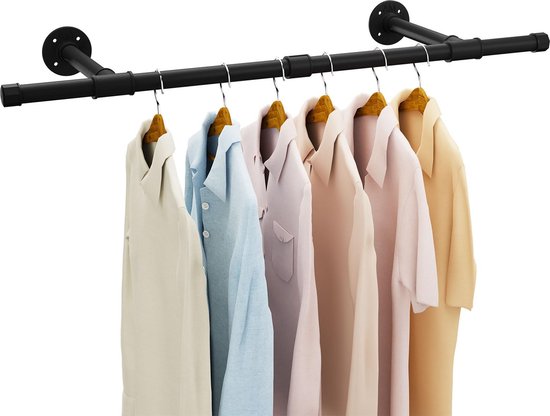 Natural Goods Berlin x kledingstang RECHTECK garderobehouder Uvor M wandmontage incl. montagemateriaal pluggen en schroeven gepoedercoat onderhoudsvriendelijk roestvrij T30 c M x 110 c M wit