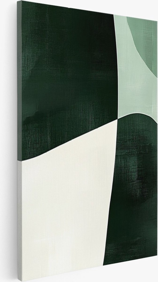 Saammp Canvas Schilderij - Groen Geblokt - Abstract - 75x100 - Foto op canvas - Wanddecoratie - Muurdecoratie Woonkamer - Kantoor Decoratie Multicolor