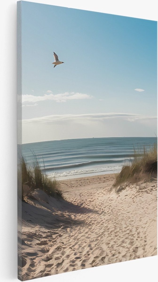 Saammp Canvas Schilderij - Strand En Zee - duinen - Planten - 60x90 - Foto op canvas - Wanddecoratie - muurdecoratie Woonkamer - Slaapkamer decoratie - Canvas Print Multicolor