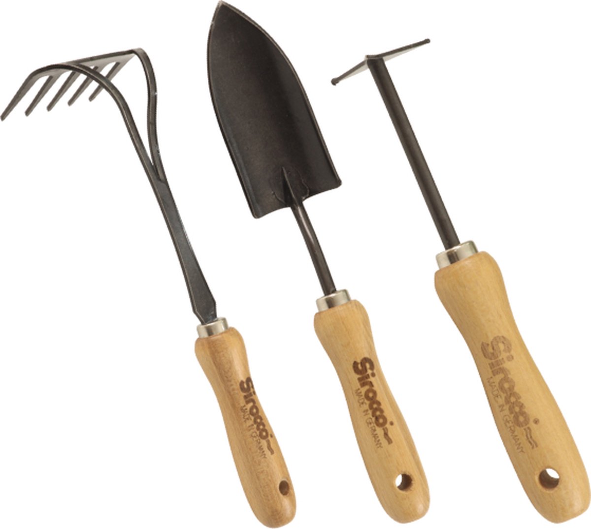 Sirocco - AANBIEDING - Tuinschepje & Harkje & Voegenmes - Handgesmede - Beukenhouten - 14 cm - Gehard Staal