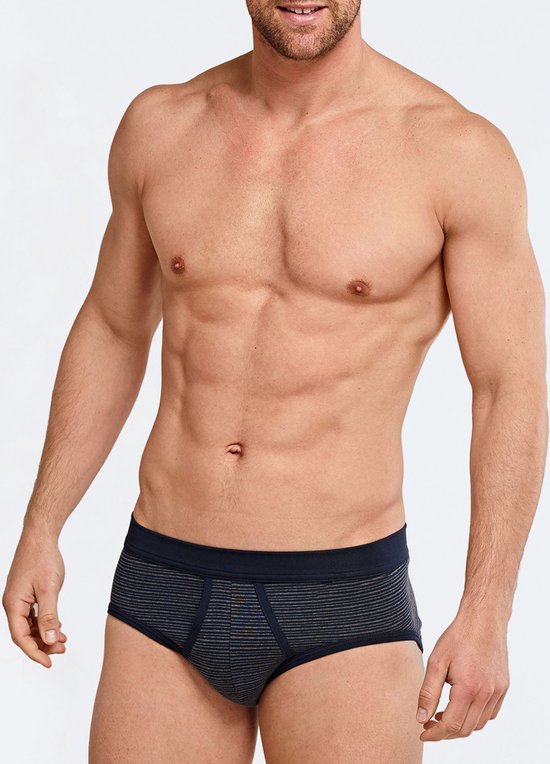 Slip de sport SCHIESSER Original Classics (lot de 2) - Feinripp avec braguette - rayé bleu foncé - Taille: M