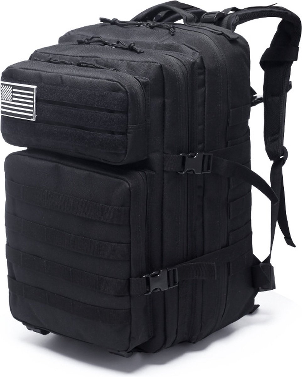 Tactische Rugzak 45 L - Zwart - Militaire Rugzak - Outdoor - Survival - Kamperen - School - Werk
