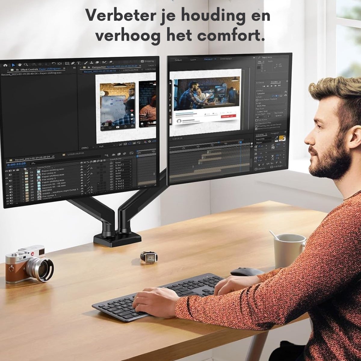 Truskore Dubbele Monitorarm 13-32 inch thumbnail 2
