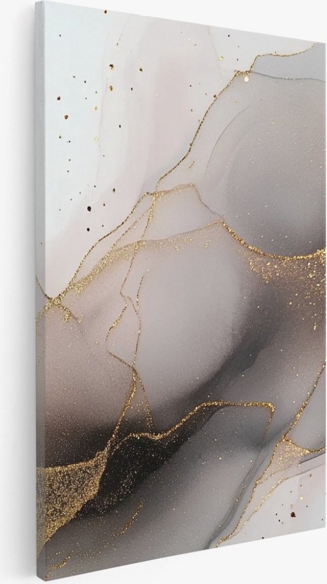 Saammp Canvas Schilderij - Marmer - Grijs - Abstract kunstwerk - 30x45 - Foto op canvas - Wanddecoratie - Muurdecoratie Woonkamer - Slaapkamer decoratie - Canvas Print Multicolor