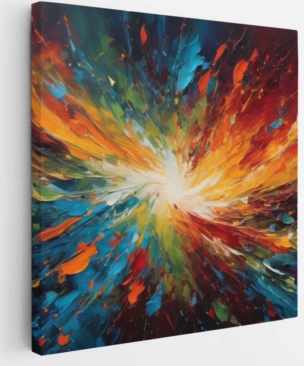 Saammp Canvas Schilderij - Kleurrijk - Abstract - 30x30 - Foto op canvas - Wanddecoratie - Muurdecoratie Woonkamer - Slaapkamer decoratie - Canvas Print Multicolor
