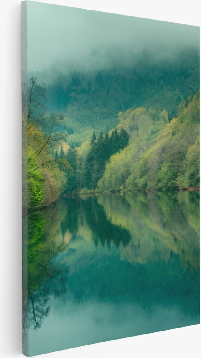 Saammp Canvas Schilderij - Noorwegen - Zonsondergang - Landschap - Natuur - 20x30 - Foto op canvas - Wanddecoratie - Muurdecoratie Woonkamer - Slaapkamer decoratie - Canvas Print Multicolor