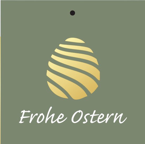 Carte cadeau « Frohe Ostern » - 20 pièces - 7 mm x 7 mm - Carte de vœux - Avec trou - Série : GOLDY - Relief doré métallisé - Cartes cadeaux