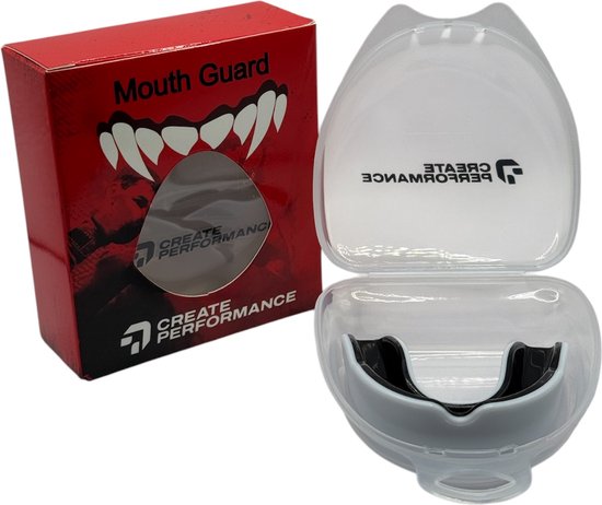 CREATE PERFORMANCE - Gebitsbeschermer Vechtsport - Bitje - Boksen - Kickboksen - Hockey Bitje - Wit met Zwart - Inclusief opbergdoos