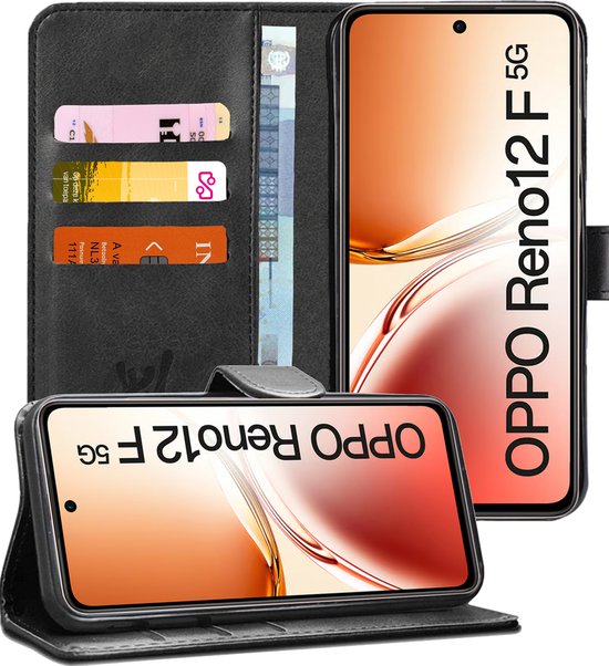 Hoesje geschikt voor Oppo Reno 12F / 12FS - Portemonnee Book Case Zwart