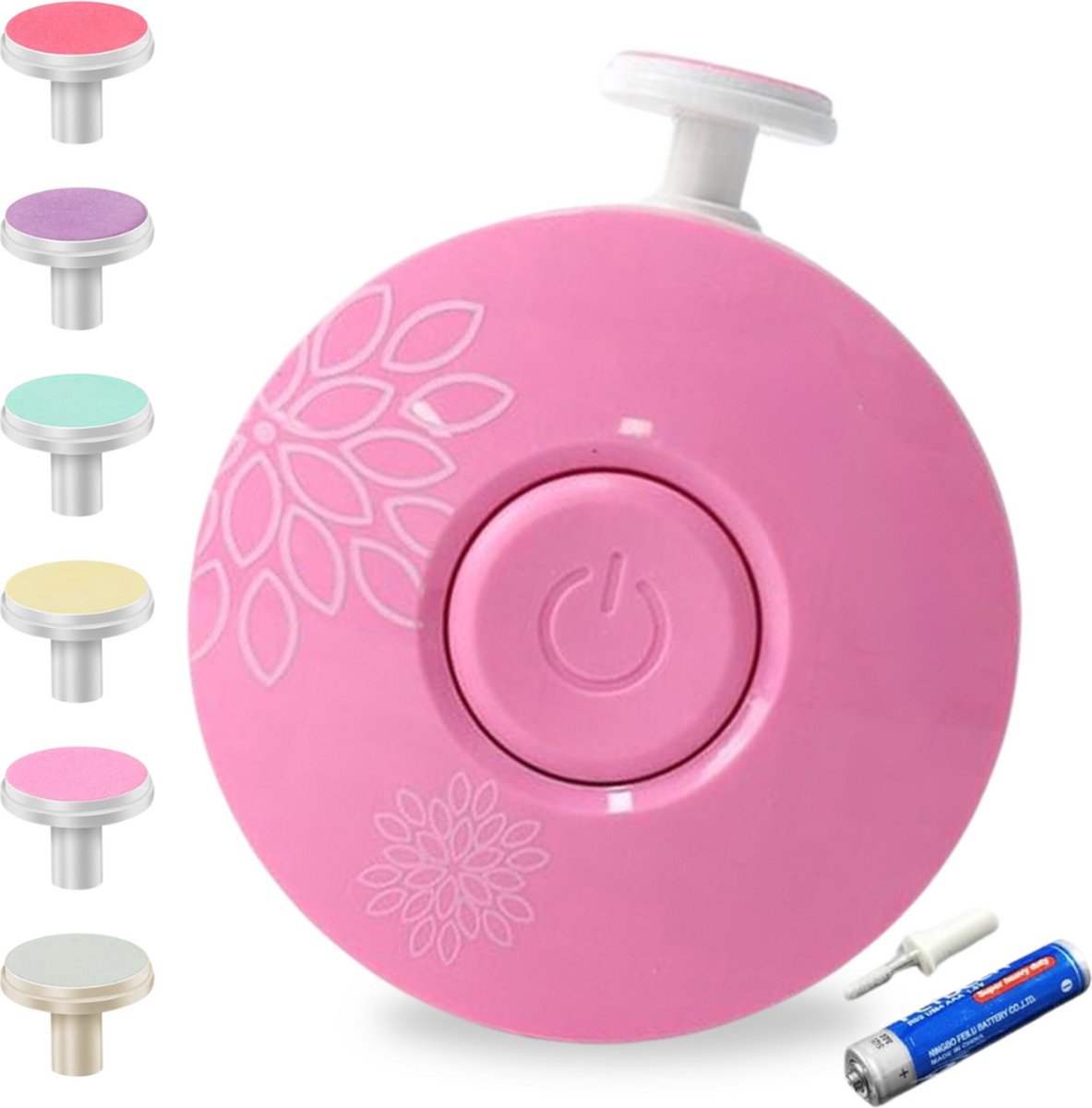 NilaFee® - Electrische Baby Nagelvijl - 7 Vijlen - Incl. Batterij - Baby Nagelknipper - Manicureset Baby - Nagelschaartje - Roze