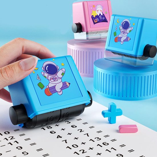Rekenstempel roller - Stempelset Kinderen - Optellen en Aftrekken - 2 Stukjes Wiskunde Rolstempels - Rekenspelletjes groep 3, groep 4 en 5 - Ik Leer Rekenen - Denkspel