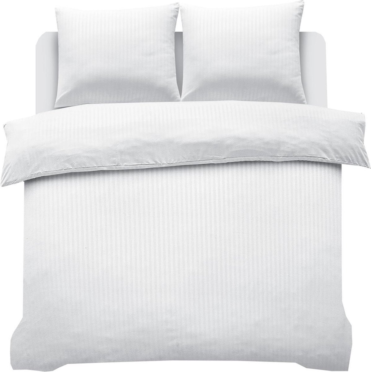 SweetSleeping Dekbedovertrek Stripe - Gestreept - 200 x 200/220cm + 2 kussenslopen 60x70cm - Wit - 100% Micropercal - Strijkvrij - Krimpvrij