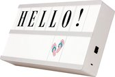 LED Cinema LightBox A4 - 150 Zwarte letters en emoticons - Batterij of USB - Met USB kabel