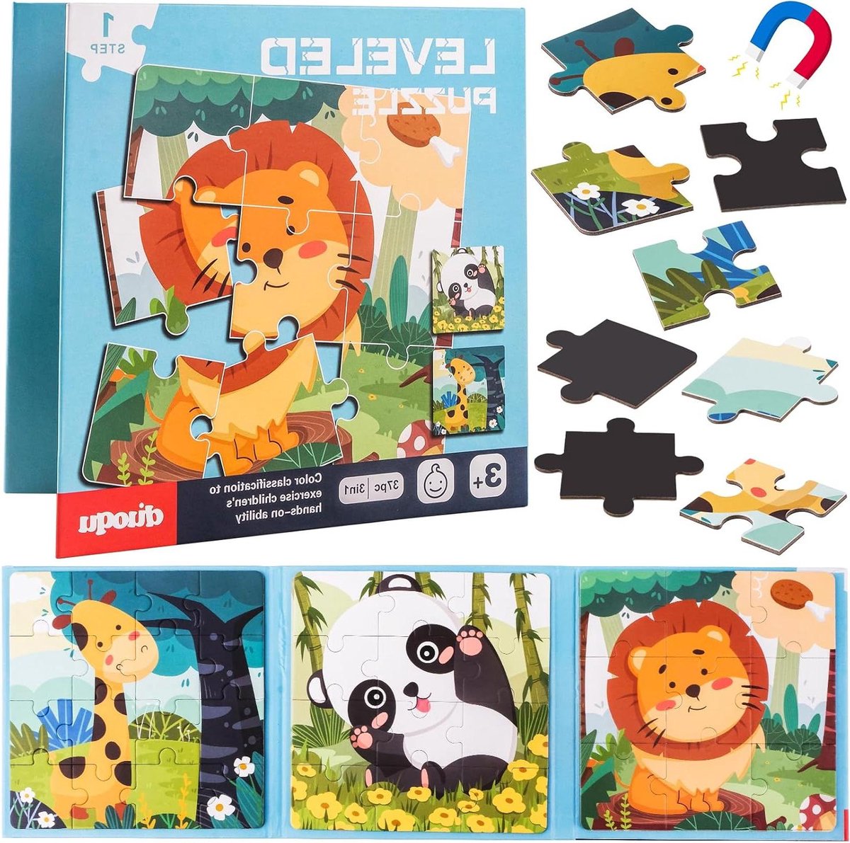 Magnetische puzzel voor kinderen van 37 jaar educatief speelgoed  37 stuks magnetisch puzzel kinderpuzzel  activiteitenspeelgoed voor autoritten  cadeau voor peuters  3 4 5 6 7 jaar 