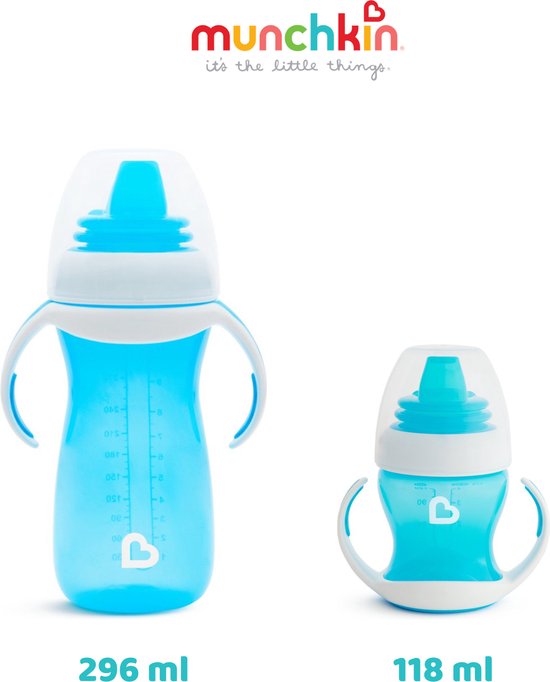 Munchkin Gentle Overgangsbeker - Transition Cup - Anti-lek Beker voor Baby's - Vanaf 9 Maanden - 296ml - Blauw van Munchkin — afbeelding 3
