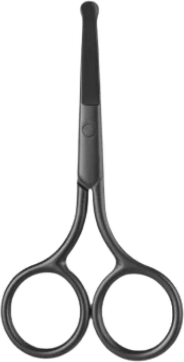 ARAMO® - Premium Neus- en Gezichtshaartrimschaar - Gebogen en Afgeronde Punt voor Maximale Veiligheid en Precisie - zwart - 9 cm