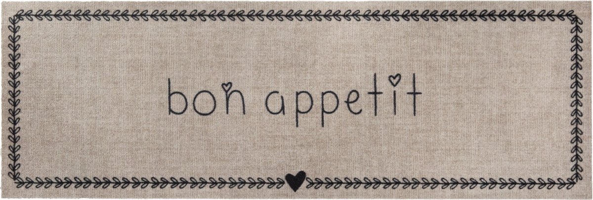 MD Entree - Keukenloper - Vloerkleed - Machinewasbaar - Cook & Wash - Bon Appetit Hearts - 50 x 150 cm