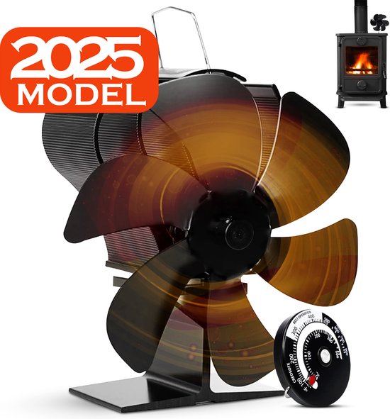 Foto: Vivelux kachelventilator kachelventilator voor houtkachel houtkachel ventilator ecofan haardventilator ecofan houtkachel nieuw 2024 model premium gratis thermometer