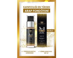 Arab Makeup World - Medium Professioneel Arabische Make-up SchoonheidsWereld 3 in 1 Foundation met intense dekking - medium SPF 15 medium 30 ml