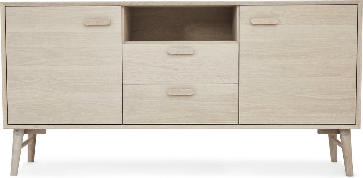 Dressoir 3-Deurs Naturel - Eikenhout - 160x42x79cm - Dressoir Porto