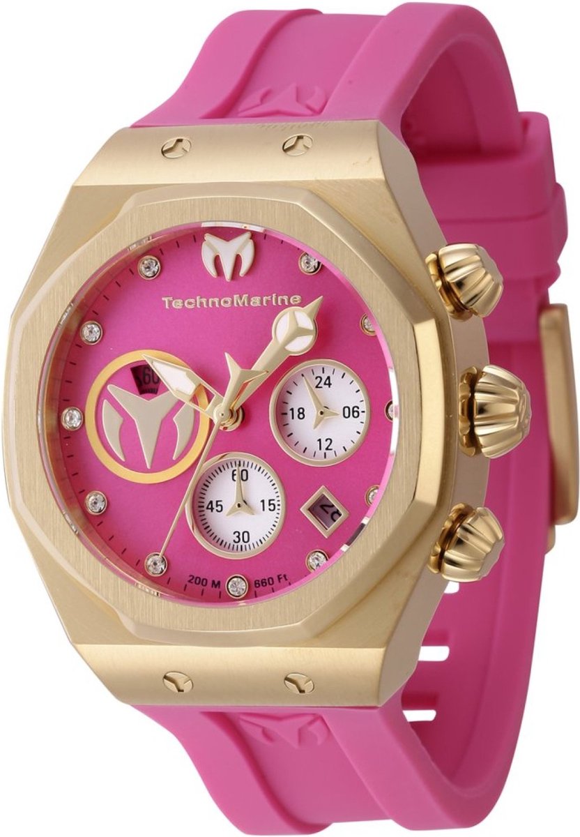 TechnoMarine Reef TM-523009 Dames Horloge - Waterdicht - Analoog - Quartz Uurwerk - Roestvrij Staal met roze Wijzerplaat - 40mm