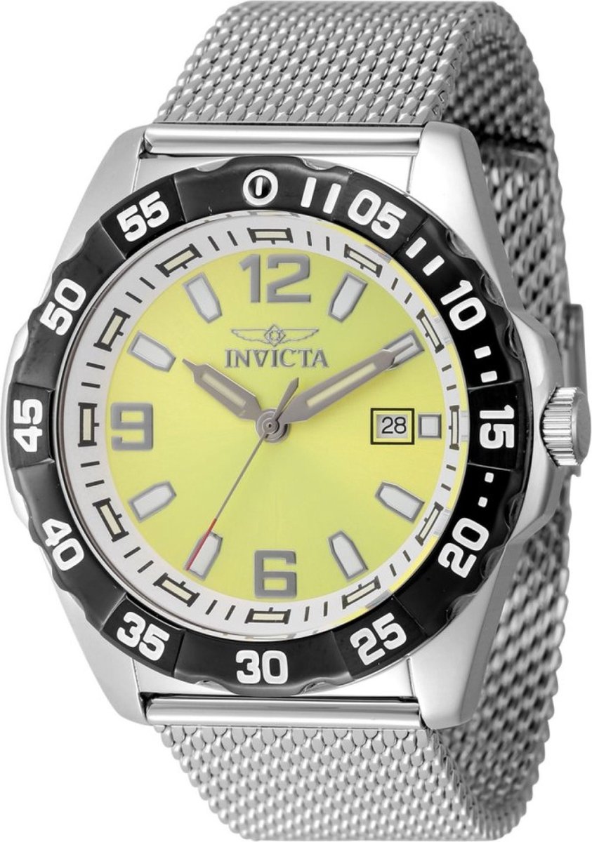 Invicta Coalition Forces 48353 Heren Horloge - Waterdicht - Analoog - Quartz Uurwerk - Roestvrij Staal met Gele Wijzerplaat - 45mm