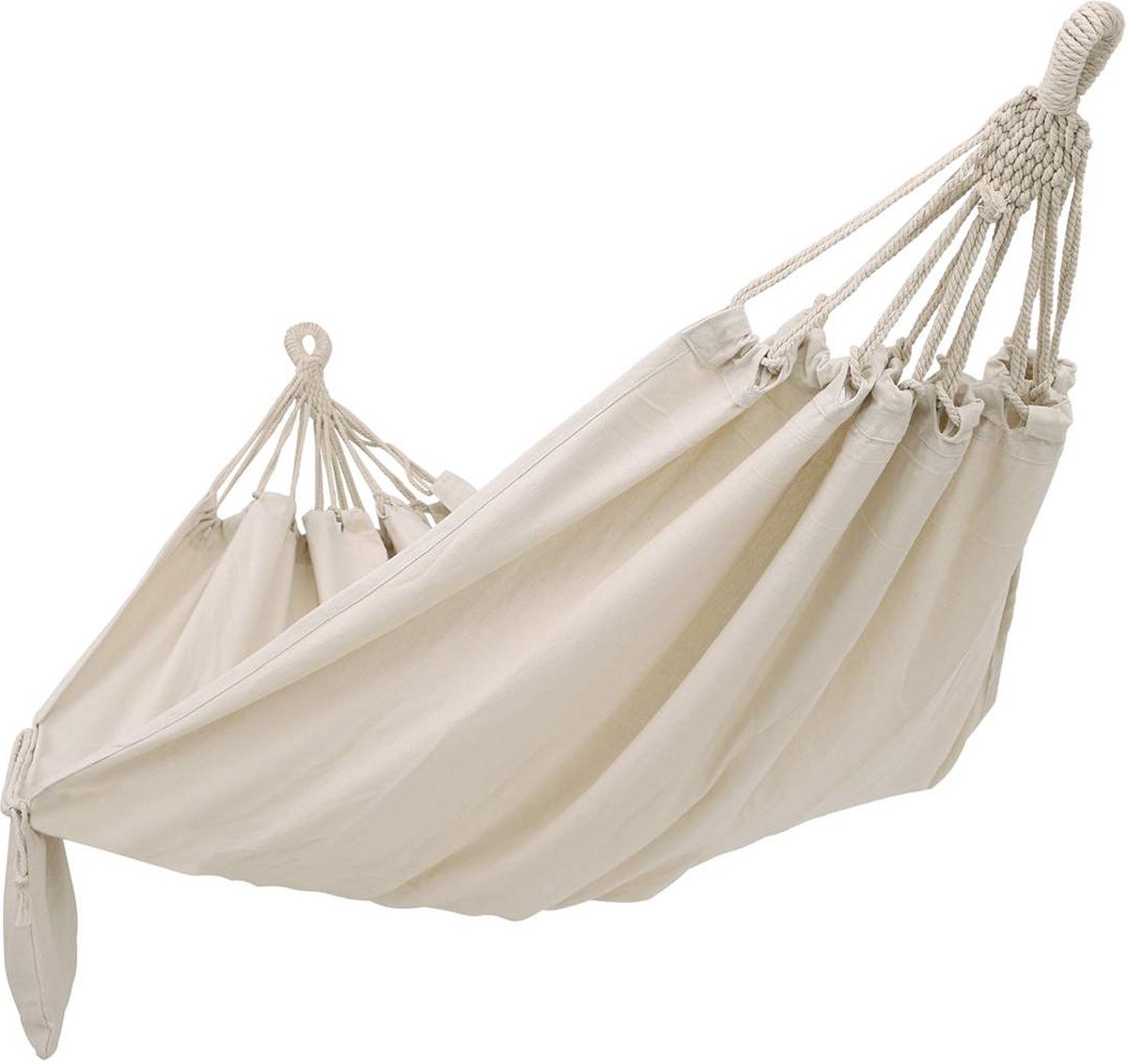 Meerpersoonshangmat - Natuurlijk witte hangmat - Schommelstoel - Ontspannend comfort - 210 cm x 150 cm - Totale lengte 300 cm - Duurzaam en stabiel