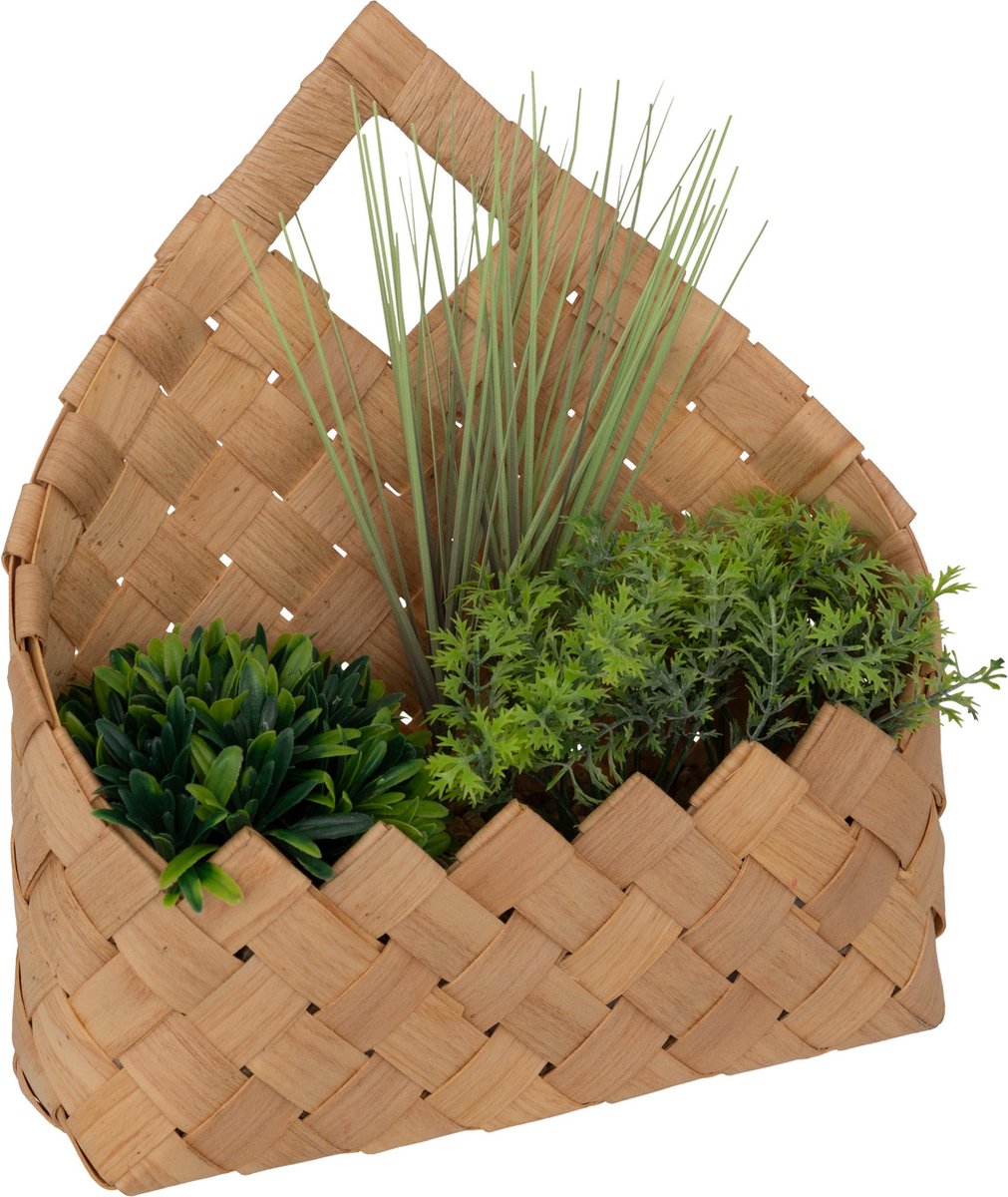 Atmosphera Kunstplant Hangplant met pot - 24x11x27cm - Groen