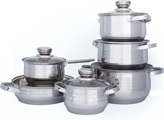 Ensemble de casserole, poêle et poêle, 6 poêles - Argent
