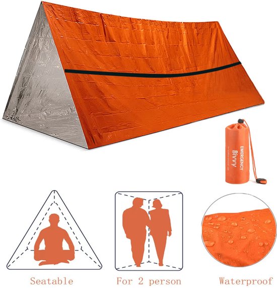 Tente de Survie d'Urgence 2 Personnes | Abri Thermique Réutilisable en