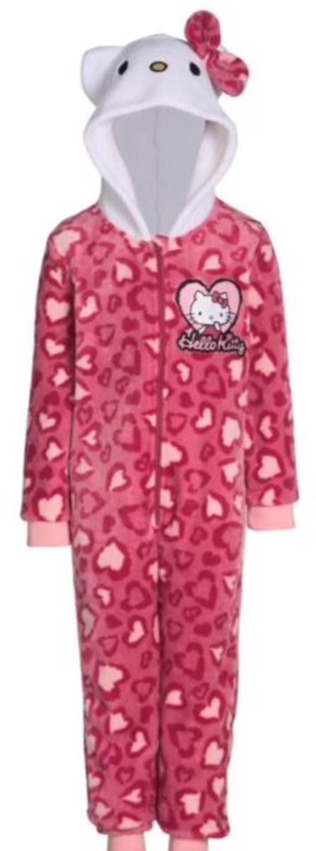 Hello Kitty - Onesie - Maat 104/110 - met capuchon - lange mouw - kind - 100% polyester