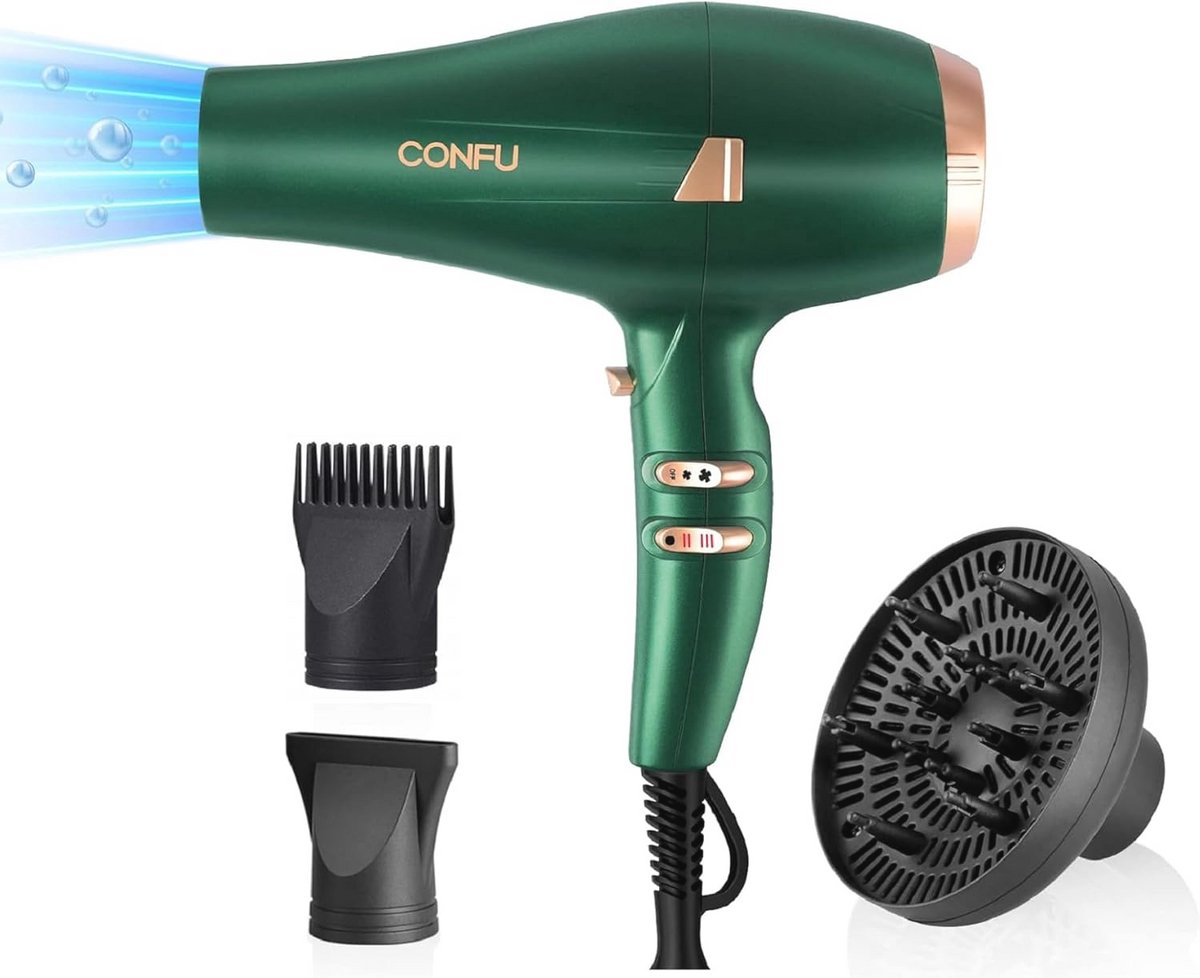 Professionele Föhn met Ionen Technologie, 2400W, Sneldrogend met Diffuser, 2 Snelheden en 3 Warmtestanden