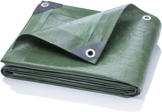 4x6 Groen PVC Afdekzeil met zeilringen