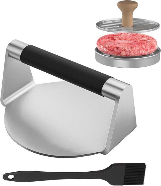 BBQ-Toro Set Smash Burger En Acier Inoxydable 4 Pièces Set Avec Cloches Pour Burger, Presse