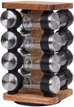 Étagère à épices rotative - Élégante et debout - 16 Pots d'herbes aromatiques - Bois - Étagère à épices