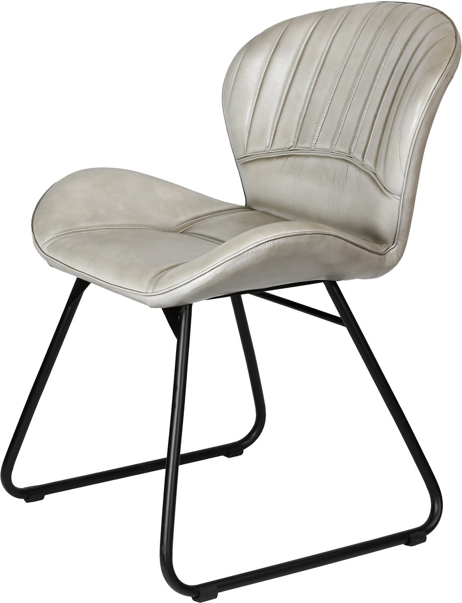 Casa Moro Leren stoel gestoffeerde stoel eetkamerstoelen – lichtgrijs Lederstuhl Light Grau